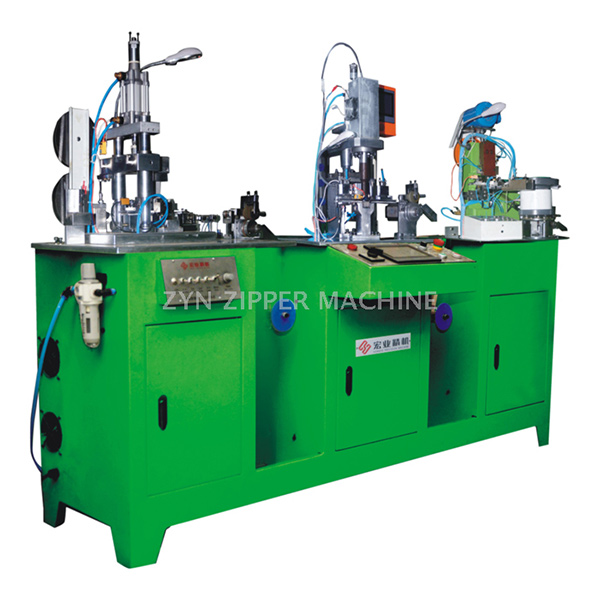 HY-881J 全自動金屬拉鏈三段工序連體機(jī)（貼膠、沖孔、插管/插座）